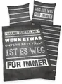 Herding Young Collection Jugendbettwäsche Faulheit, Renforcé, 2 teilig, Sprüche- und Streifendesign