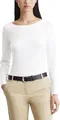 Marc O'Polo Denim Damen Langarmshirt aus Bio-Baumwolle mit U-Boot-Ausschnitt, Weiß (Scandinavian White), L