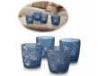 LS-LebenStil Teelichthalter 4´er Set Teelichtgläser Retro Blau 7cm Glas Windlicht (4´er Set Kristall Ornament Windlicht für Teelichter, 4 St., Halter Kerzenständer Tischdeko Kerzenhalter Gläser für Teelichter), 7x7cm, 4´er Set Kristall Ornament Windlicht für Teelichter