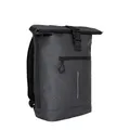 New Rebels Unisex Wasserabweisender Rolltop-Rucksack – 21l Rolltop-Backpack mit 15,6-Zoll-Laptopfach – Reiserucksack mit Klickverschluss – Rucksack mit Vordertasche – flexible Aufbewahrung - Schwarz