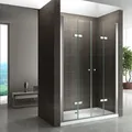 i-flair Duschfalttüren 160-164 cm - Höhe: 185 cm, Duschabtrennung aus 6 mm durchsichtigem ESG Sicherheitsglas mit Nanobeschichtung
