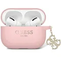 Guess GUAP2LECG4P Hülle für AirPods Pro 2 Cover Rosa Liquid Silicone Glitter Triangle Charm