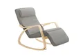 SoBuy Schaukelstuhl FST16, Schaukelsessel Relaxstuhl, für Wohnzimmer Schlafzimmer Balkon, Schwingsessel Relaxsessel 5-fach verstellbare Fußstütze Birkenholz