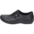 Rieker Damen Echtleder Slipper schwarz, Damen:36 EU - Schwarz - 36