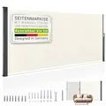 Juskys® Seitenmarkise Dubai 500 x190 cm ausziehbar Blickdicht, Sichtschutz für Balkon & Terrasse, Seitenrollo mit Wandhalterung - beige