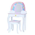 Teamson Kids Fantasy Fields Little Dreamer Regenbogen Schminktisch Schminktisch mit Spiegel, Integriertem Stauraum und Stuhlhocker Für Kinder, Weiß, TD-13543F