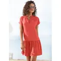 s.Oliver Blusenkleid mit Volant am Rock luftiges Tunikakleid, Sommerkleid,leichtes Strandkleid,Cover-up, Basic rot 38