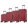 Suitcase Set, Rollkoffer Handgepäck, Kofferset, mit 4 Rollen 360°, Hartschalenreise Zahlenschloss, Weicher Gummigriff (4er Set, S,M,L&XL,Rot)