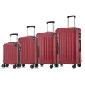 YONSLY Koffer Suitcase Set, Trolley Reisekoffer, Rollkoffer Handgepäck, Kofferset, Gepäckset mit 4 Rollen 360°, Hartschalenreisekoffer, Zahlenschloss, Weicher Gummigriff (4er Set, S,M,L&XL, Rot)