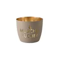 Giftcompany Madras, Windlicht, M, Motiv: Muschelsucher, Sandstone/Gold, H8,5, D10cm