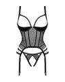 Obsessive - Korsett Lanelia I Mit Offenen Cups Und Offenem Tanga I Damen Dessous I Verstellbare Träger I Mehrstufiger Verschluss Am Rücken I Durchsichtiges Mesh-gewebe I Schwarz - M-L