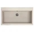 KOLMAN Granitspüle Tau Spülbecken Einzelbecken mit Space Saving Siphon (Beige, 50x90 cm)