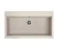 KOLMAN Küchenspüle Einzelbecken Tau Granitspüle, Rechteckig, 50/90 cm, Beige, Space Saving Siphon GRATIS