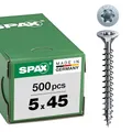 SPAX Universalschraube, 5,0 x 45 mm, 500 Stück, T-STAR plus, Senkkopf, Vollgewinde, 4CUT, WIROX A3J, Blank Verzinkt
