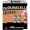 DURACELL LR44 Knopfzellen (8 Stück) LR44 Batterie 1,5 V (A76, V13GA, 76A)