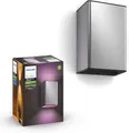 Philips Hue White and Color Ambiance LED Außenwandleuchte Resonate, dimmbar, bis zu 16 Millionen Farben, steuerbar via App, kompatibel mit Amazon Alexa (Echo, Echo Dot), silber