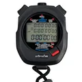 Stoptec Stoppuhr 495 | 3-Zeilen Display | 100 Memory | Schlagzahlmessung | Uhrzeit & Datum | Spritzwasserfest | Einfacher Batteriewechsel