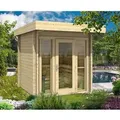 Finntherm Gartensauna Lupoa-44 Naturbelassen 259 cm x 294 cm Wandstärke 44 mm