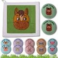 12ER SET MAGISCHES HANDTUCH WASCHLAPPEN PASTELL  30 X 30 CM BAUERNHOF TIERE 10
