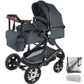 Kombi-Kinderwagen Mats, klappbar, 5-Punkt-Gurt Buggy Babywagen anthrazit B-Ware
