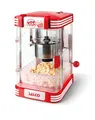 SALCO Retro-Popcornmaker – Popcornmaschine im 50er Jahre Kino-Stil, 300 W, Kessel mit Antihaft-Beschichtung, eingebautes Rührsystem, inkl. Popcornschale & Messlöffel, Beleuchtung im Auffangbehälter