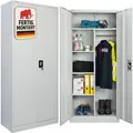 PROREGAL Flügeltürenschrank ELEPHANT Komplett Montiert 2 Türen Abschließbar HxBxT 180x80x40cm 6 Fächern & Kleiderstange Stahl Lichtgrau