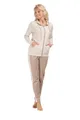 Consult-Tex Damen Freizeitanzug Hausanzug, Jogginganzug Pyjama Baumwolle-PE Reißverschluß mit Langarm. Frauen Hausanzug für Winter wie Sommer. DW100beige Gr.: 52/54