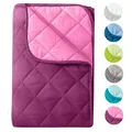 wometo Microfaser Sommer Steppbett Wende-Design 155x220 OekoTex – lila und pink Kochfest 95° Sommerbettdecke für Camping und heiße Tage I ohne Bezug verwendbar I farbig & bunt