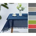 Beautex Tischdecke Moa Weichschaum Tischdecke mit Fransen Garten, Balkon, Terrasse (1-tlg) blau Rund | 140 cm x 140 cm