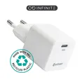 eSTUFF INFINITE USB-C Charger EU PD 30W GaN. - White - 98% Recycled Plastic