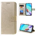 CoverKingz Handy Case kompatibel mit Xiaomi Redmi Note 11 Pro/Note 11 Pro Plus - Handy Cover mit Kartenfach Phonecase - Smartphone Hülle klappbar Motiv Mandala Gold
