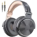 OneOdio Over Ear Kopfhörer mit Kabel, 50mm Treiber, Bassklang, 6.35 & 3.5mm Klinke, Share-Port, Geschlossene DJ Headphones für Studio, Podcast, Monitor, Handy, PC, MP3/4 (Pro-10 Grau Gold)