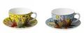 2er Set James Rizzi Pop Art Tassen mit Untertasse 250ml blau + gelb Goebel
