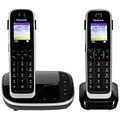 Panasonic KX-TGJ322GB Familien-Telefon mit Anrufbeantworter (schnurloses Telefon Duo, Mobilteil, strahlungsarm, Anrufschutz, DECT Basistation) schwarz