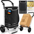 Dimono Einkaufstrolley klappbar 56 Liter mit Kühlfach 3-in-1 Shopping-Trolley Einkaufswagen Schwarz Wasserabweisend Leichtlaufrollen