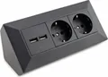 CHILITEC Steckdosenblock 23057, 2-fach, mit 2x USB, 16A/250V, anthrazit