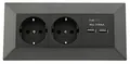 ChiliTec Steckdosenblock Ecksteckdose 2-Fach Schutzkontaktsteckdose 2X USB-A 3,1A Unterbau Montage Anthrazit