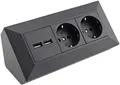 2-fach Steckdosenblock+ 2x USB,anthrazit 250V~/ 16A, Aufbaumontage