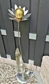 Skulptur Blume Palermo Edelstahl Kugel gold matt gebürstet 120cm Deko Garten