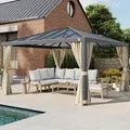 PRIMEYARD Luma 4x4m Hardtop Gartenpavillon, inkl. 4 Seitenteile, champagnerfarben - (300667)