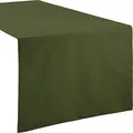 REDBEST Tischdecke, Tischläufer Uni Seattle, 100% Baumwolle dunkelgrün Größe 40x170 cm - Robustes, glattes Gewebe, mit hochwertigem Kuvertsaum