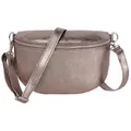 MIRROSI Bauchtasche Damen, Echtleder, Leder, Made in Italy, Umhängetasche, Brusttasche, (Schultertasche für jeden Anlass (1 Tasche & 1 / 2 Gurte), METALIC Gold Silber Crossbody Bag, verstellbare Schulterriemen braun Mittelgroße Tasche (25x16x7cm)