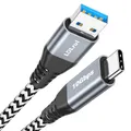 10Gbps USB-C-Kabel [2Stück 0,9m], Superspeed USB-A-zu-USB-C Android Auto Kabel, 3.1A Schnellladen & Datenübertragung USB 3.2 Gen 2 Typ-C-Ladekabel für Galaxy S20/S10/S9, Moto G, iPhone 15 CarPlay