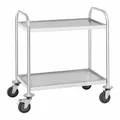 Royal Catering RCSW 2.1H Servierwagen Edelstahl Küchenwagen mit Rollen Transportwagen 2 Borde (Tragfähigkeit: 150 kg, Tablettabstand: 45,5 cm)