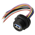 Tru Components USB 3.0-Buchse für die rückseitige Montage mit Draht IP67 (Gewinde), Kabel 0,1 m (TC-13543580)