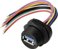 USB 3.0-Buchse für die rückseitige Montage mit Draht IP67 (Gewinde), Kabel 0,2m TC-E13T-FU3-PWF-0.2PV Wasserdichtes
