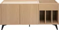 Miliboo - Buffet zur Aufbewahrung von Vinyls in hellem Eichenholzfinish mit schwarzem Metall L140 cm SEDA