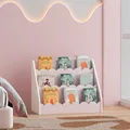 [en.casa] Bücherregal für Kinder Vestnes Kinderregal mit 3 Fächern Montessori Standregal in Wellendesign 48 x 61 x 30 cm Cotton Candy/Weiß