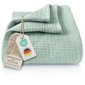 LAYNENBURG Premium Musselin Tagesdecke 220x240 cm XXL - 100% Baumwolle - extraweiche Baumwolldecke als Kuscheldecke, Bett-Überwurf, Sofa-Überwurf, Couch-Überwurf - warme Sofa-Decke (Mintgrün)