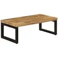 Couchtisch 100x50x35 Cm Massivholz Mango Und Stahl - Vidaxl